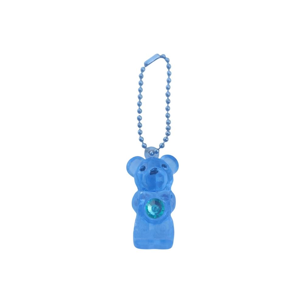 A&A Prism Teddy Bear Blue Plastic Keychain Rhinestone Bag Charm Zipper Pull Toy